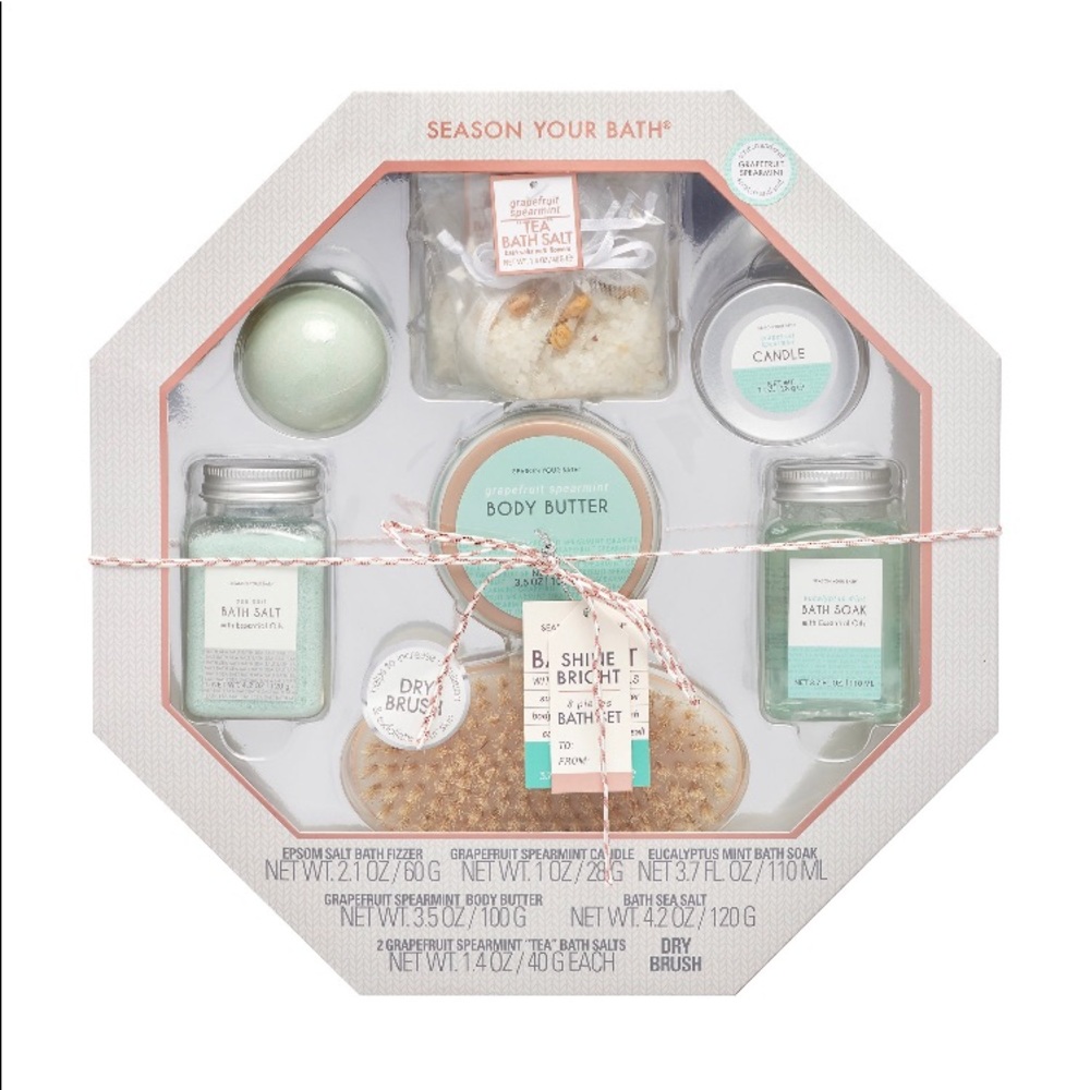 NWT Season Your Bath Shine Bright Bath Set Basket